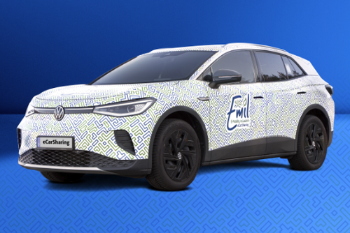VW ID4 blauer Hintergrund Emil eCar-Sharing SWK